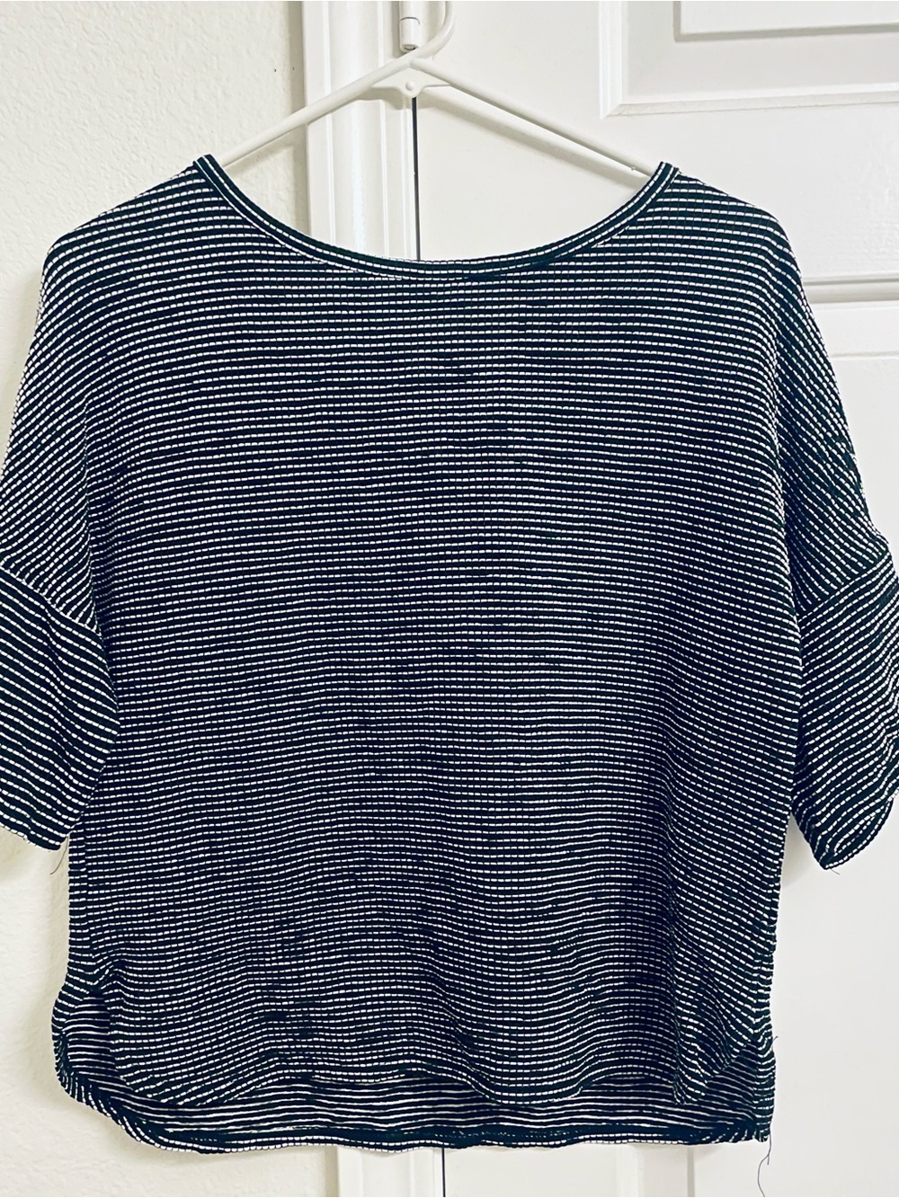 Max Studio Black and White Striped Short Sleeve Tee